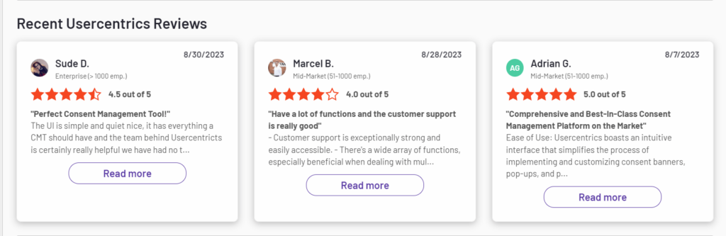 Usercentrics reviews