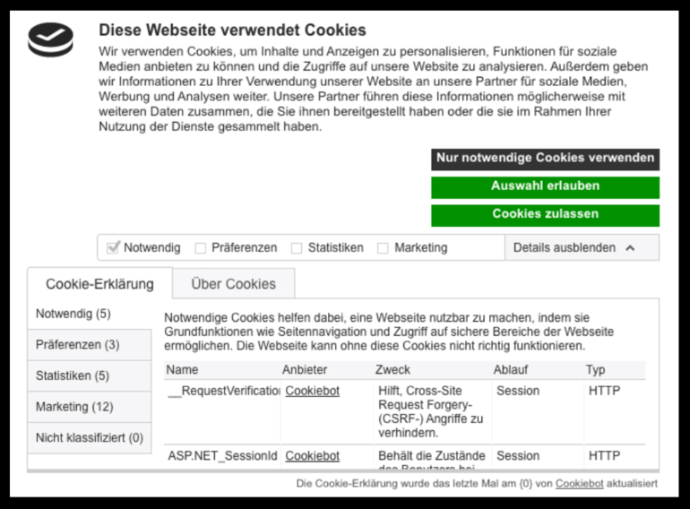 Dsgvo Eprivacy Konforme Cookie Banner Cookiebot